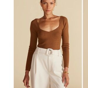 Amour Vert Maelle vneck long sleeve ribbed knit top XL